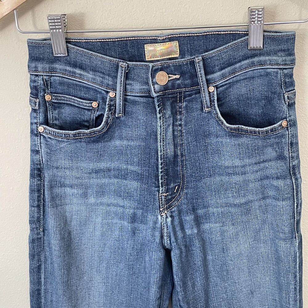 Mother Insider Crop Step Fray Girl Crush Denim Blue Jeans Women’s 25 *FLAWED - Picture 4 of 15